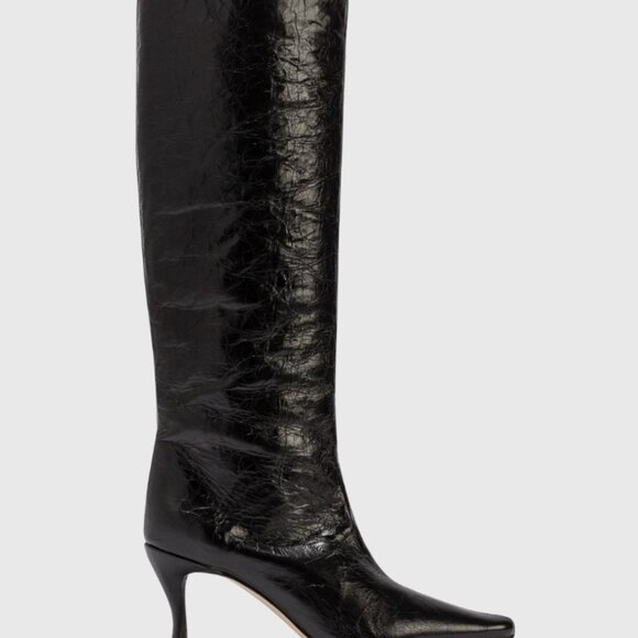BY FAR STEVIE BLACK CREASED LEATHER BOOT - Picture 2 of 7